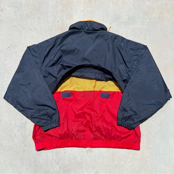 Mens vintage 80s Budweiser beer navy and red zip hooded rain windbreaker jacket - Picture 2 of 4